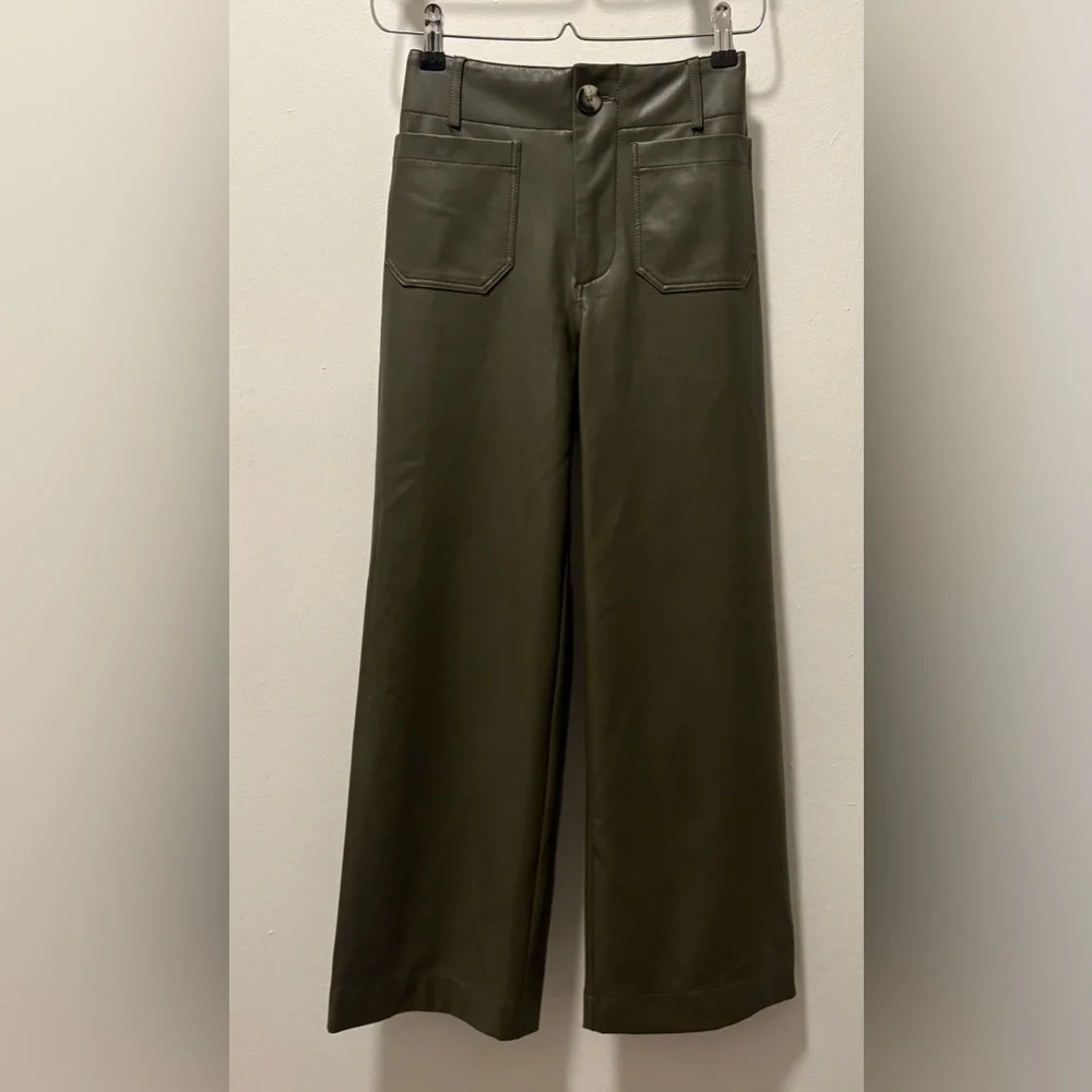 Anthropologie Maeve The Colette Olive Green Wide-Leg Pants size 23 - Picture 10 of 14
